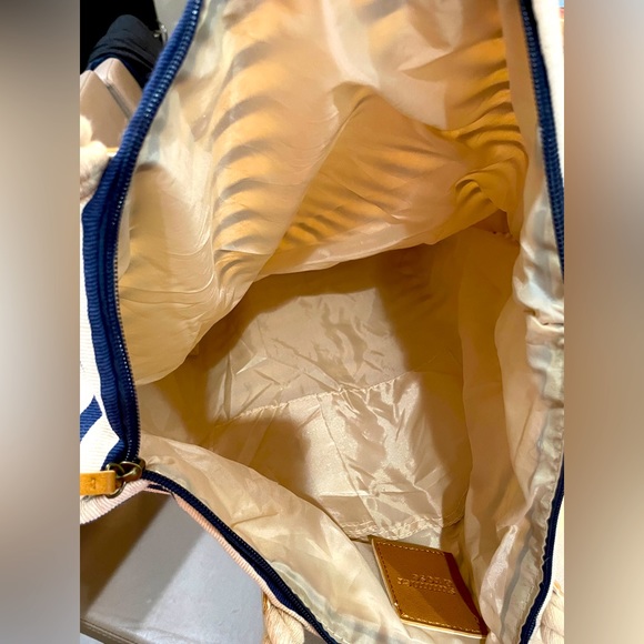 Summer & Rose striped lined canvas tote. Navy and White - Picture 2 of 5